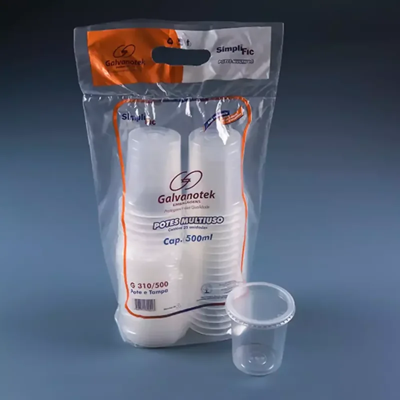 Pote Redondo com Tampa PP - 500ml SKU G310500SF - embalagem Galvanotek