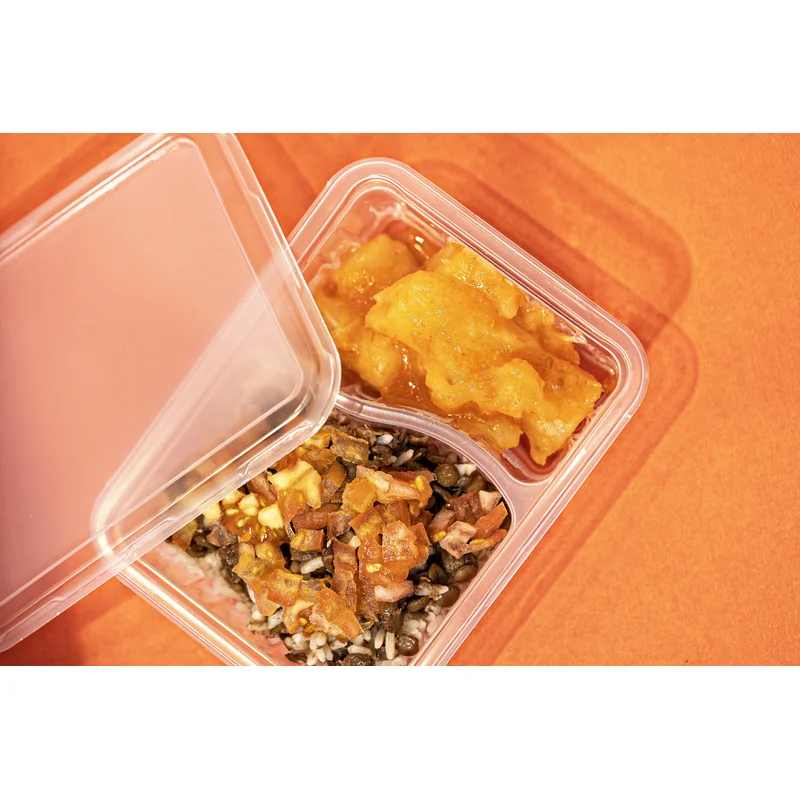 Pote Retangular 2 Divisórias 475ml cristal SKU G321CR - embalagem Galvanotek