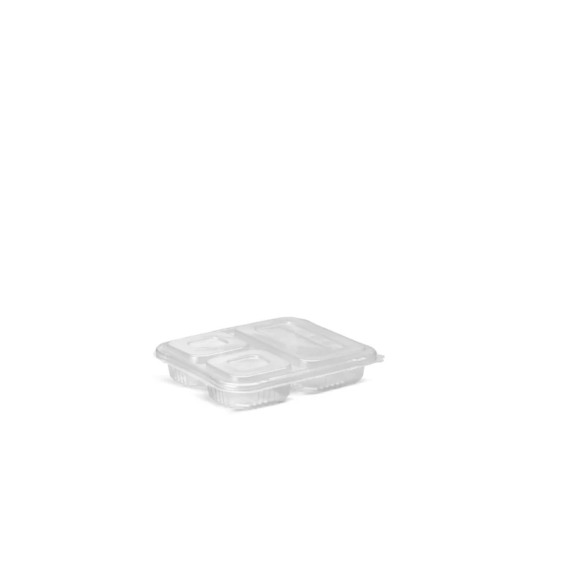 Pote Retangular 3 Divisórias Tampa Articulada 810ml cristal SKU G323CR - embalagem Galvanotek