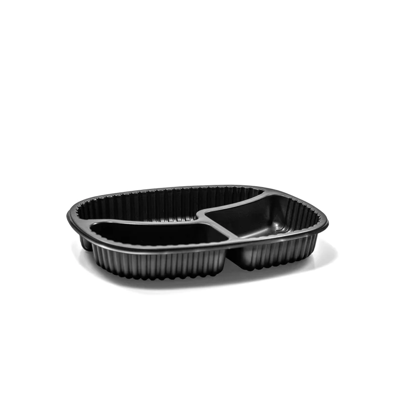Bandeja Refeição 3 Divisórias 550ml preto SKU G355PR - embalagem Galvanotek