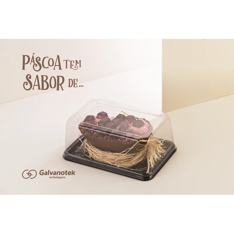 Mono Porção Retangular PET Preto SKU G42CTPR - embalagem Galvanotek