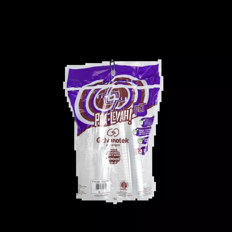 Pote PET diametro 10cm 200ml SKU G710200POTECR - embalagem Galvanotek